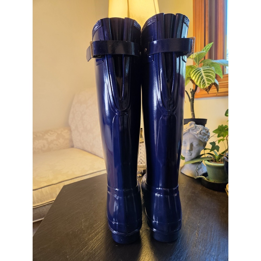 Hunter Org Wms Tall Rain Boots Melody Back Ad Gloss Rubber WP Wellies 9 NEW $190 - Picture 4 of 14